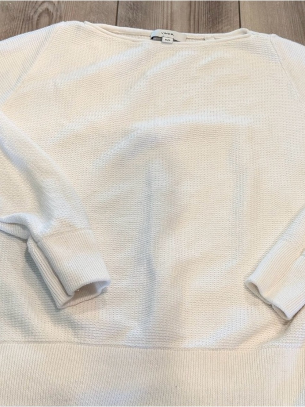 Vince Ivory Waffle Textured Knit Top XS
